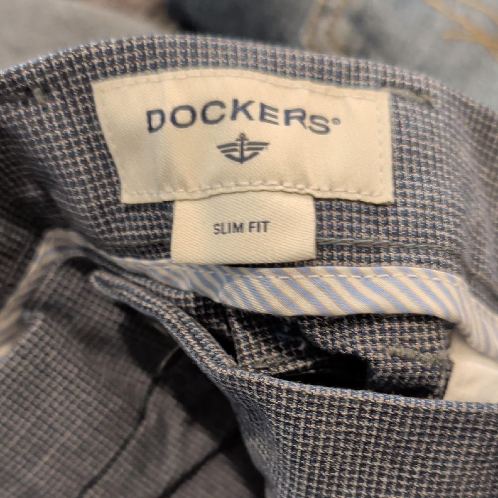 Dockers Slim Fit Blue/Grey Checkered Dress Pants